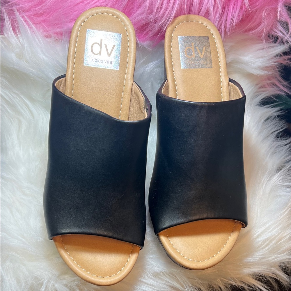 Dolce Vita Black Leather Mules